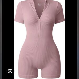 Women's Light Pink Ribbed Jumpsuit